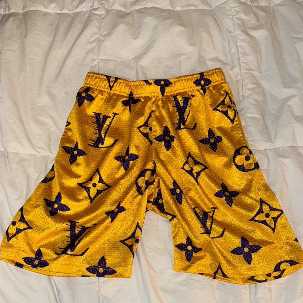Lakers Louis Vuitton Yellow and Purple Monogram Shorts
